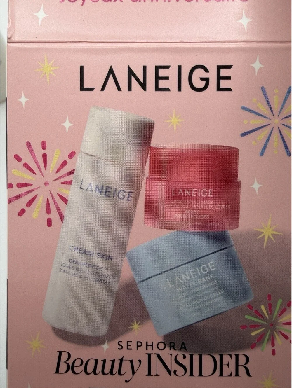LANEIGE Sephora Beauty Insider Set -Water Bank Cream, Lip Mask Berry & Toner NIB